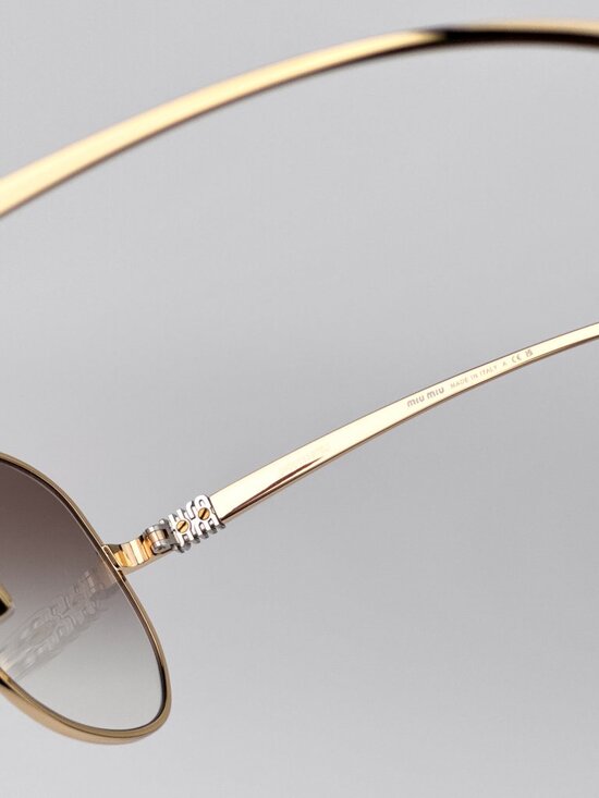 Miu Miu MUA56S 5AK90L Sunglasses – Shiny Gold Pilot Metal Frame Brown Gradient main image 9